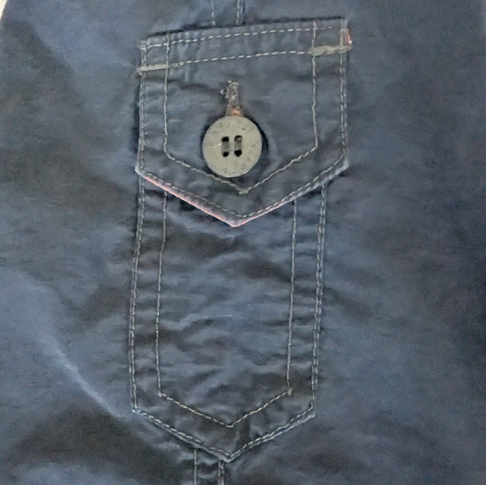 Wear First Men's Vintage Y2K Navy Blue Cotton Nylon Utility Cargo Shorts Sz M image 6